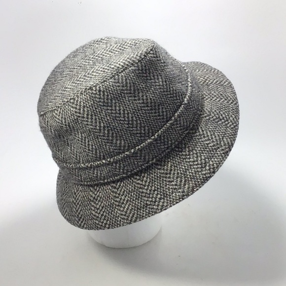 Kangol Vintage Tweed Herringbone Wool Fedora Grey & Black Hat Size Medium. - Picture 3 of 12